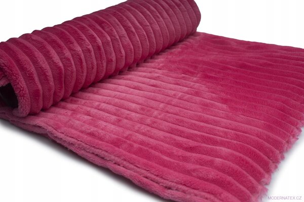 Látka mínky proužky, 300 g/m², šíře 160 cm, metráž, fuchsie