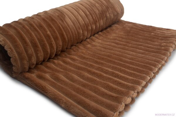 Látka mínky proužky, 300 g/m², šíře 160 cm, metráž, toffi