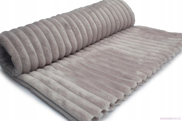 Látka mínky proužky, 300 g/m², šíře 160 cm, metráž, světle šedá