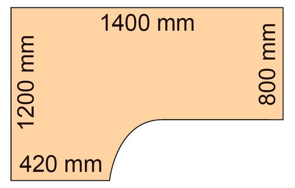 Rohový kancelářský psací stůl MIRELLI, 140x120 cm, levý, třešeň