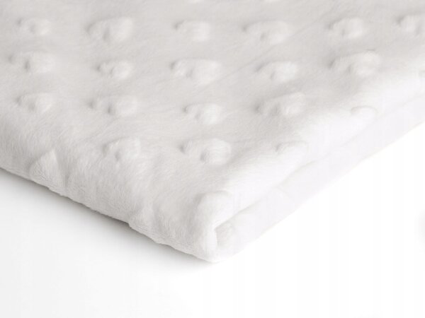 Látka minky srdička, 320 g/m², šíře 160 cm, metráž, bílá