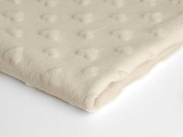 Látka minky srdička, 320 g/m², šíře 160 cm, metráž, ecru