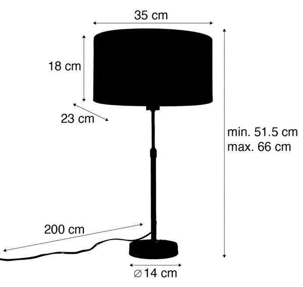 Stolní lampa bronzová s oválným sametovým stínidlem zelená 35cm - Parte