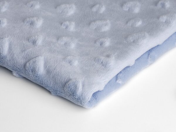Látka minky srdička, 320 g/m², šíře 160 cm, metráž, světle modrá