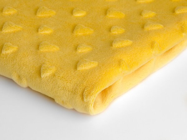 Látka minky srdička, 320 g/m², šíře 160 cm, metráž, žlutá