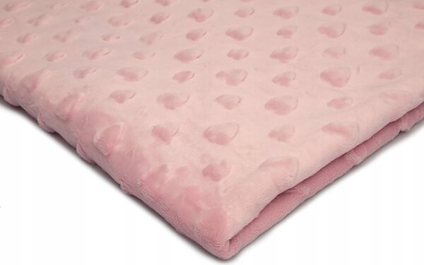 Látka minky srdička, 320 g/m², šíře 160 cm, metráž, světle růžová