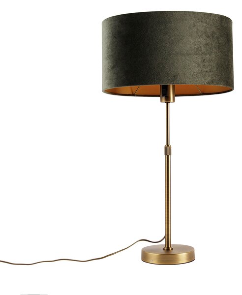 Stolní lampa bronzová s oválným sametovým stínidlem zelená 35cm - Parte