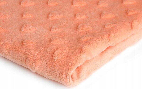 Látka minky srdička, 320 g/m², šíře 160 cm, metráž, lososová