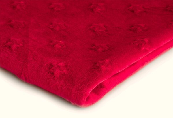 Látka minky hvězdy, 320 g/m², šíře 155 cm, metráž, červená