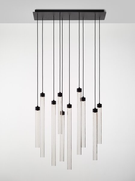 Brokis Designové LED závěsné svítidlo Comet Round 550, PC1375 Povrch Montury: Broušená bronz lak, Barva skla: Šedá kouřová - transparentní sklo, Baldachýn: Broušená champagne lak