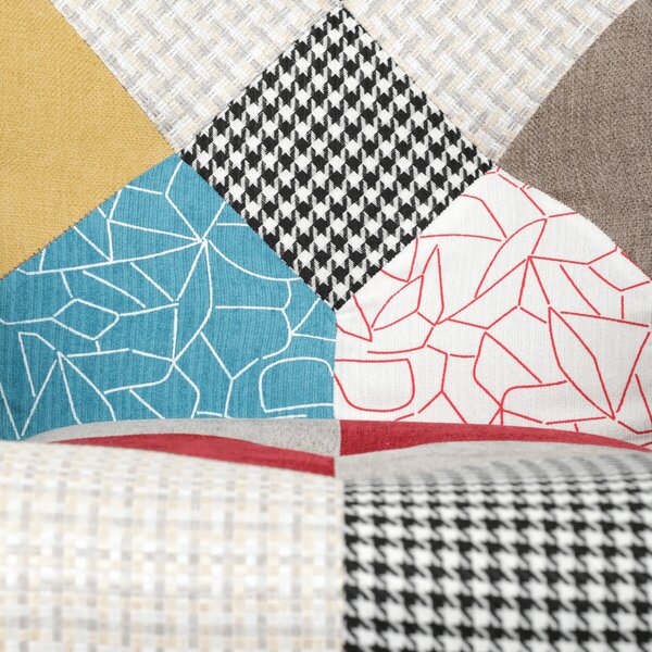 Relaxační křeslo s podnožkou AIRO - patchwork látka