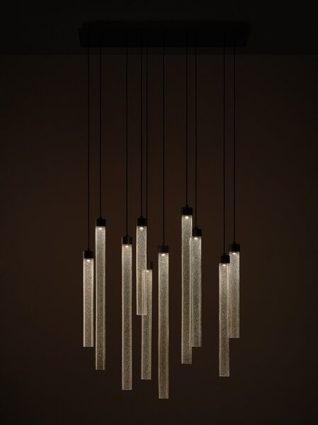 Brokis Designové LED závěsné svítidlo Comet Round 550, PC1375 Povrch Montury: Broušená bronz lak, Barva skla: Šedá kouřová - transparentní sklo, Baldachýn: Broušená champagne lak