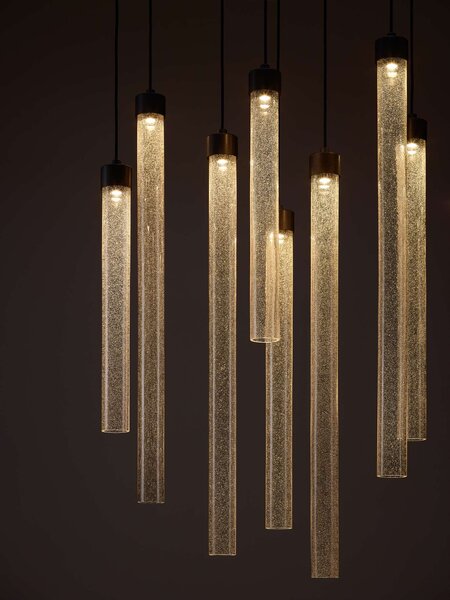 Brokis Designové LED závěsné svítidlo Comet Round 550, PC1375 Povrch Montury: Broušená bronz lak, Barva skla: Šedá kouřová - transparentní sklo, Baldachýn: Broušená champagne lak
