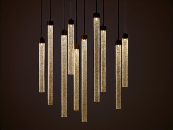 Brokis Designové LED závěsné svítidlo Comet Round 550, PC1375 Povrch Montury: Broušená bronz lak, Barva skla: Šedá kouřová - transparentní sklo, Baldachýn: Broušená champagne lak