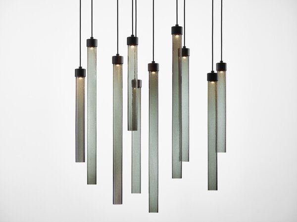 Brokis Designové LED závěsné svítidlo Comet Round 550, PC1375 Povrch Montury: Broušená bronz lak, Barva skla: Šedá kouřová - transparentní sklo, Baldachýn: Broušená champagne lak