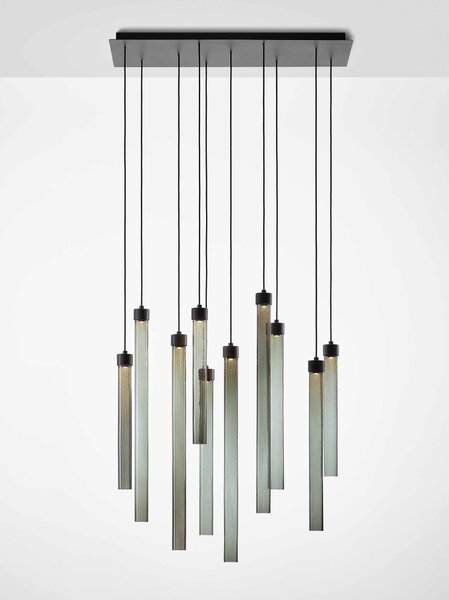 Brokis Designové LED závěsné svítidlo Comet Round 550, PC1375 Povrch Montury: Broušená bronz lak, Barva skla: Šedá kouřová - transparentní sklo, Baldachýn: Broušená champagne lak