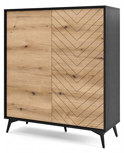 Komoda Verniro Meble 104 x 39 x 119 Cm černá, dub evoke coast matný