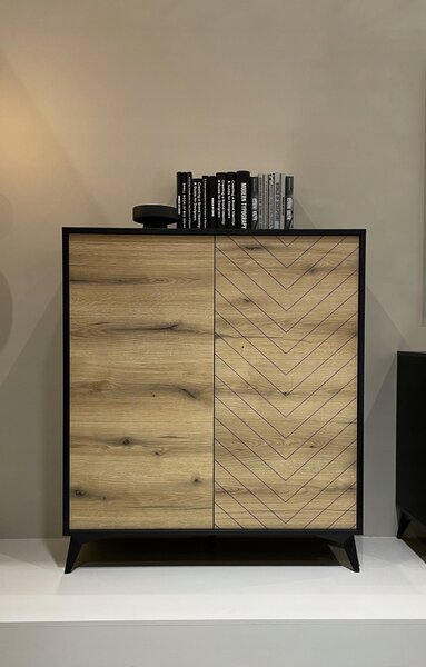 Komoda Verniro Meble 104 x 39 x 119 Cm černá, dub evoke coast matný