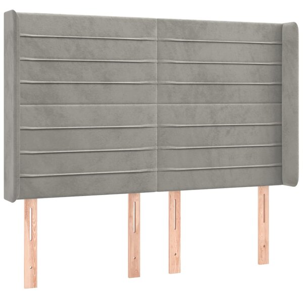 Box spring postel s matrací a LED světle šedá 140x190 cm samet 3139619