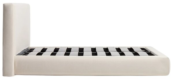 Kave Home Béžová čalouněná dvoulůžková postel Blok 160 x 200 cm s úložným prostorem
