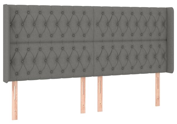 Box spring postel s matrací a LED tmavě šedá 200x200 cm textil 3138582