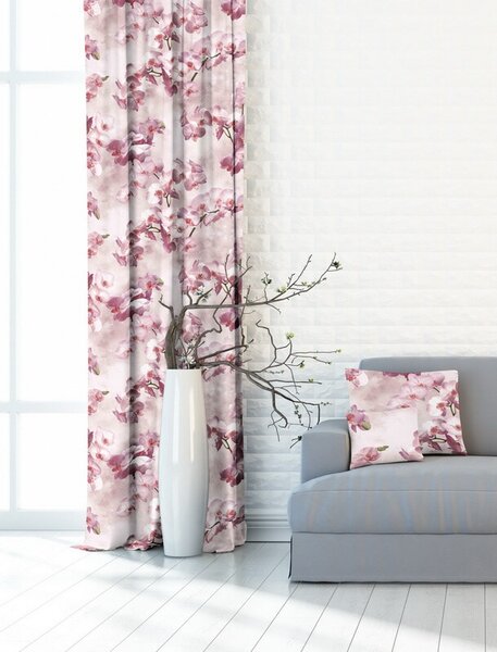 Velurové potahové látky s potiskem, Růžové orchideje