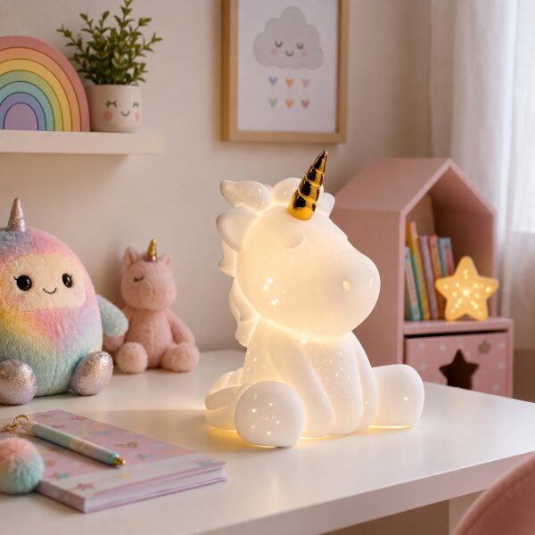 ONLI - Stolní lampa PORCELLANA 1xE14/6W/230V 23,5 cm jednorožec