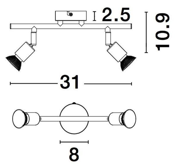 NV 960006 Bodové svítidlo LUP saténový černý kov GU10 2x5W 230V IP20 bez žárovky - NOVA LUCE