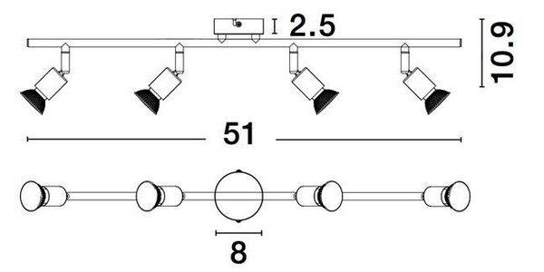 NV 960008 Bodové svítidlo LUP saténový černý kov GU10 4x5W 230V IP20 bez žárovky - NOVA LUCE