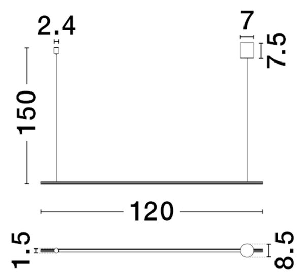 Nova Luce Černé kovové závěsné LED světlo Brillia 120 cm