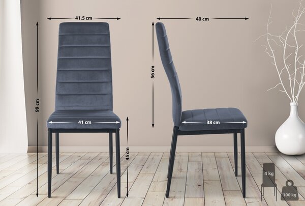 Jídelní židle Mayfair - samet - Světle šedá
