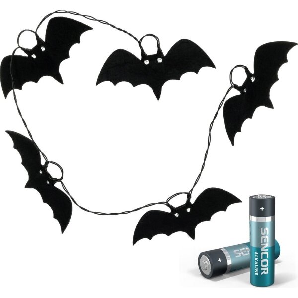Retlux - LED Dekorační řetěz HALLOWEEN 10xLED/2xAA/teplá bílá 1,3m netopýři