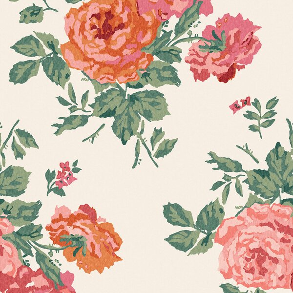 Vliesová tapeta na zeď, červená, zelená, květiny, růže, 125494, Cath Kidstone