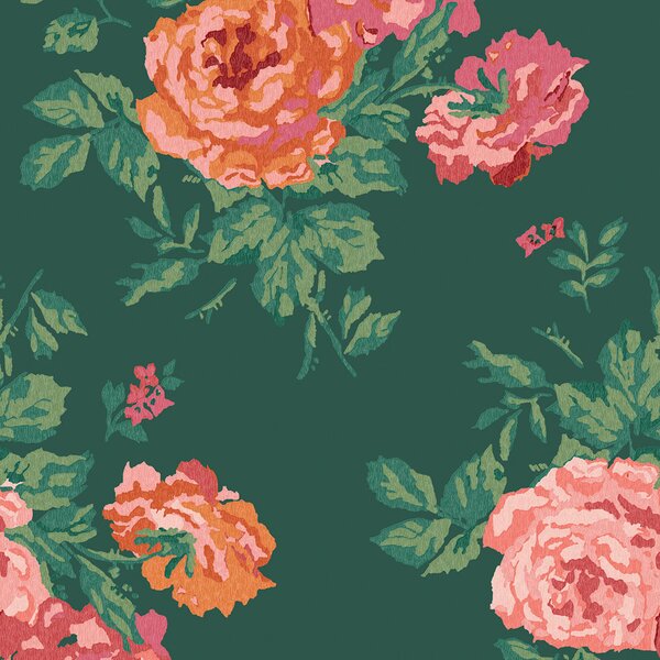 Vliesová tapeta na zeď, zelená, květiny, růže, 125496, Cath Kidstone