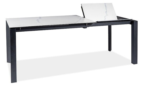 SIG Rozkládací jídelní stůl METROPOL CERAMIC 120(180)x80x76 bílý efekt mramoru/černý mat