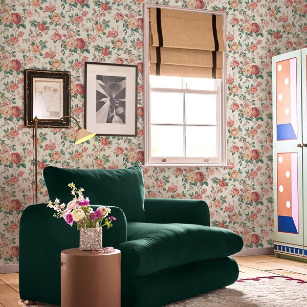 Vliesová tapeta na zeď, růžová, zelená, květiny, růže, 125501, Cath Kidstone