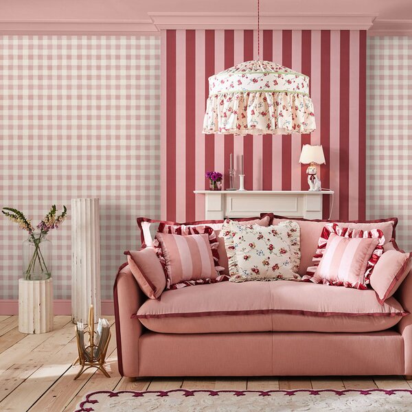 Vliesová tapeta na zeď, růžová, kostka, káro, 125515, Cath Kidstone
