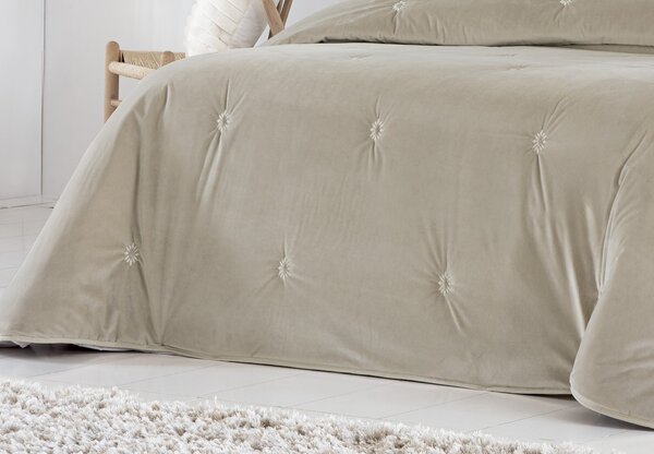 Textil Antilo Sametový přehoz Arxy Beige, béžový, se 2 povlaky na polštář 70x50 cm Rozměr: 250x270 cm