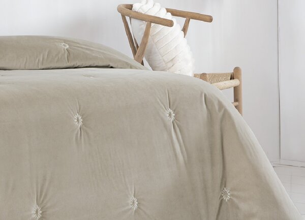 Textil Antilo Sametový přehoz Arxy Beige, béžový, se 2 povlaky na polštář 70x50 cm Rozměr: 250x270 cm