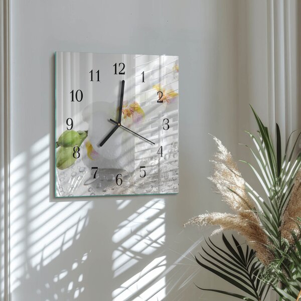 Skleněné hodiny na stěnu Orchidej zskc-30x30-00058181