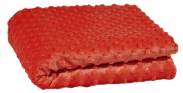 Látka minky puntík, 380 g/m², šíře 160 cm, metráž, tmavě oranžová