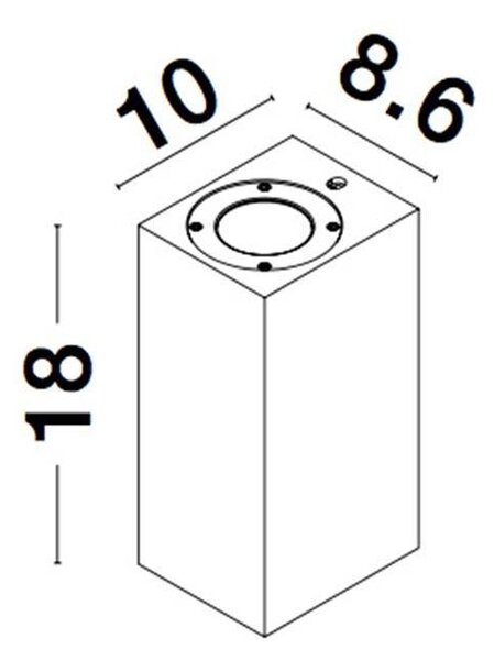 NV 9790552 Venkovní nástěnné svítidlo FUENTO šedý beton skleněný difuzor GU10 2x7W IP65 100-240V bez žárovky světlo nahoru a dolů - NOVA LUCE