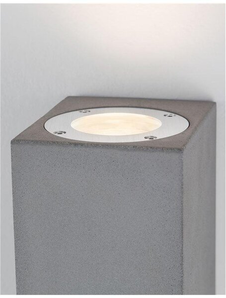 NV 9790552 Venkovní nástěnné svítidlo FUENTO šedý beton skleněný difuzor GU10 2x7W IP65 100-240V bez žárovky světlo nahoru a dolů - NOVA LUCE