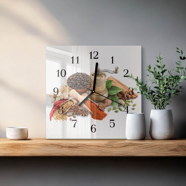 Skleněné hodiny na stěnu Koření zskc-30x30-00058229