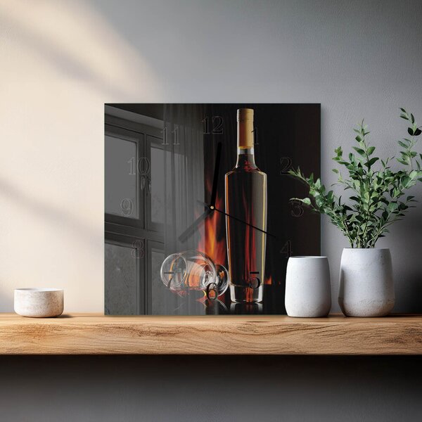 Skleněné hodiny na stěnu Alkohol zskc-30x30-00058235