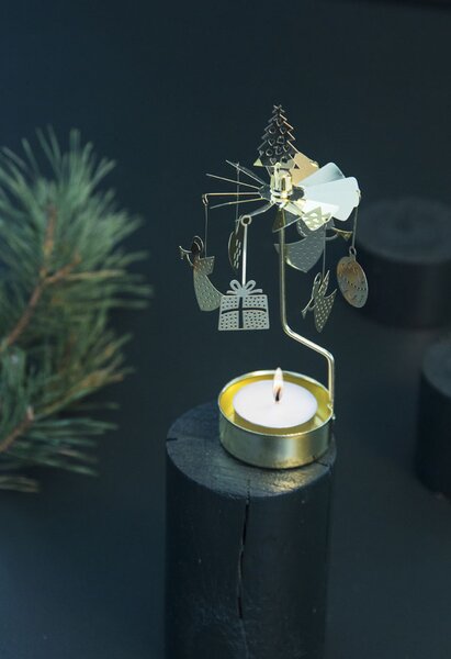 Pluto Rotující svícen Andělské zvonění X-MAS - Gold PL128