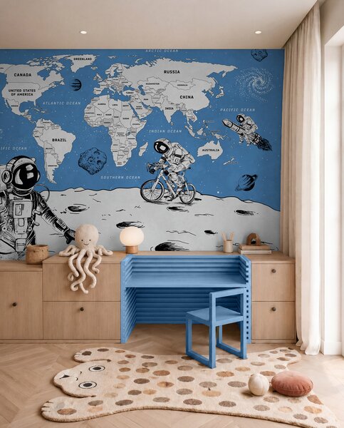 Fototapety Mapa světa zemí ve vesmírném stylu, Fototapety dětské, w00473v1 : uwalls.cz