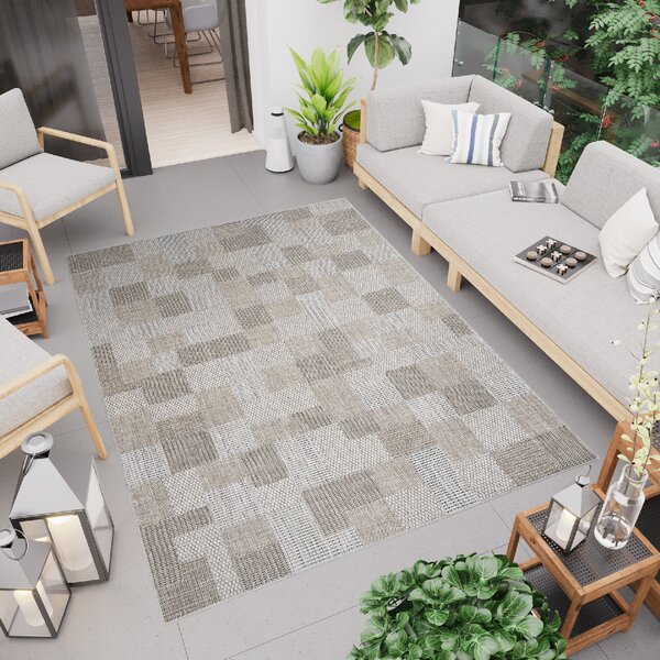 Makro Abra Kusový koberec Sisal MELISSA KM27A Kostky Geometrický šedý Rozměr: 60x100 cm