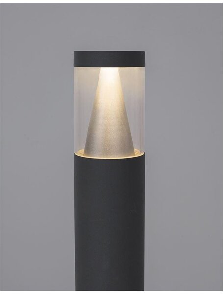 NV 9905024 Venkovní sloupkové svítidlo ROCK černý hliník stříbrný hliník a čirý akryl LED 8W 3000K 220-240V 120st. IP65 - NOVA LUCE