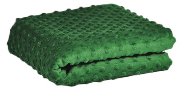 Látka minky puntík, 380 g/m², šíře 160 cm, metráž, tmavě zelená